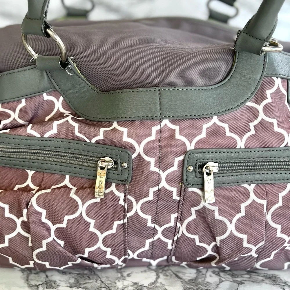 JJ Cole Diaper Tote Bag Gray Mauve Large
